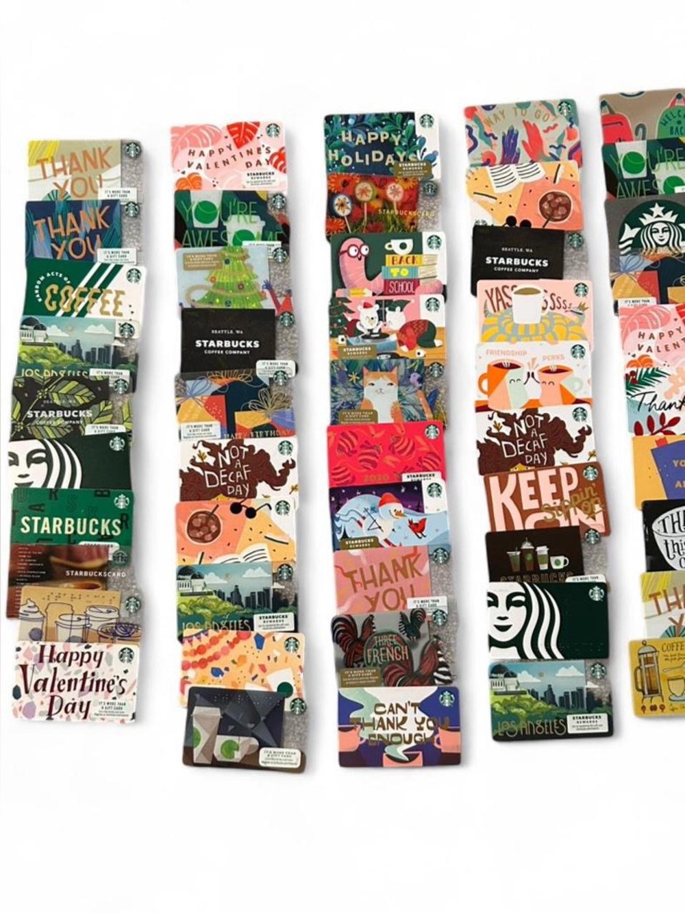 Huge Lot of 50 Assorted Starbucks Collectible Gift Cards - Vintage & Rare